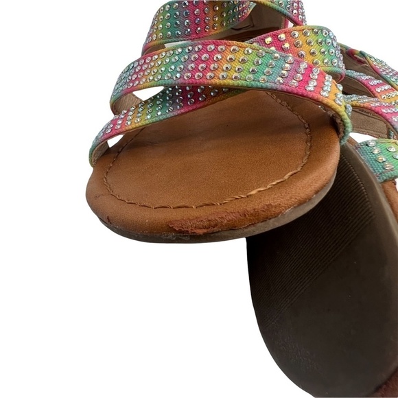 Art Class Pink Purple Yellow Ombre Gladiator Rhinestone Sandals Size 1 Girl’s - Picture 10 of 11